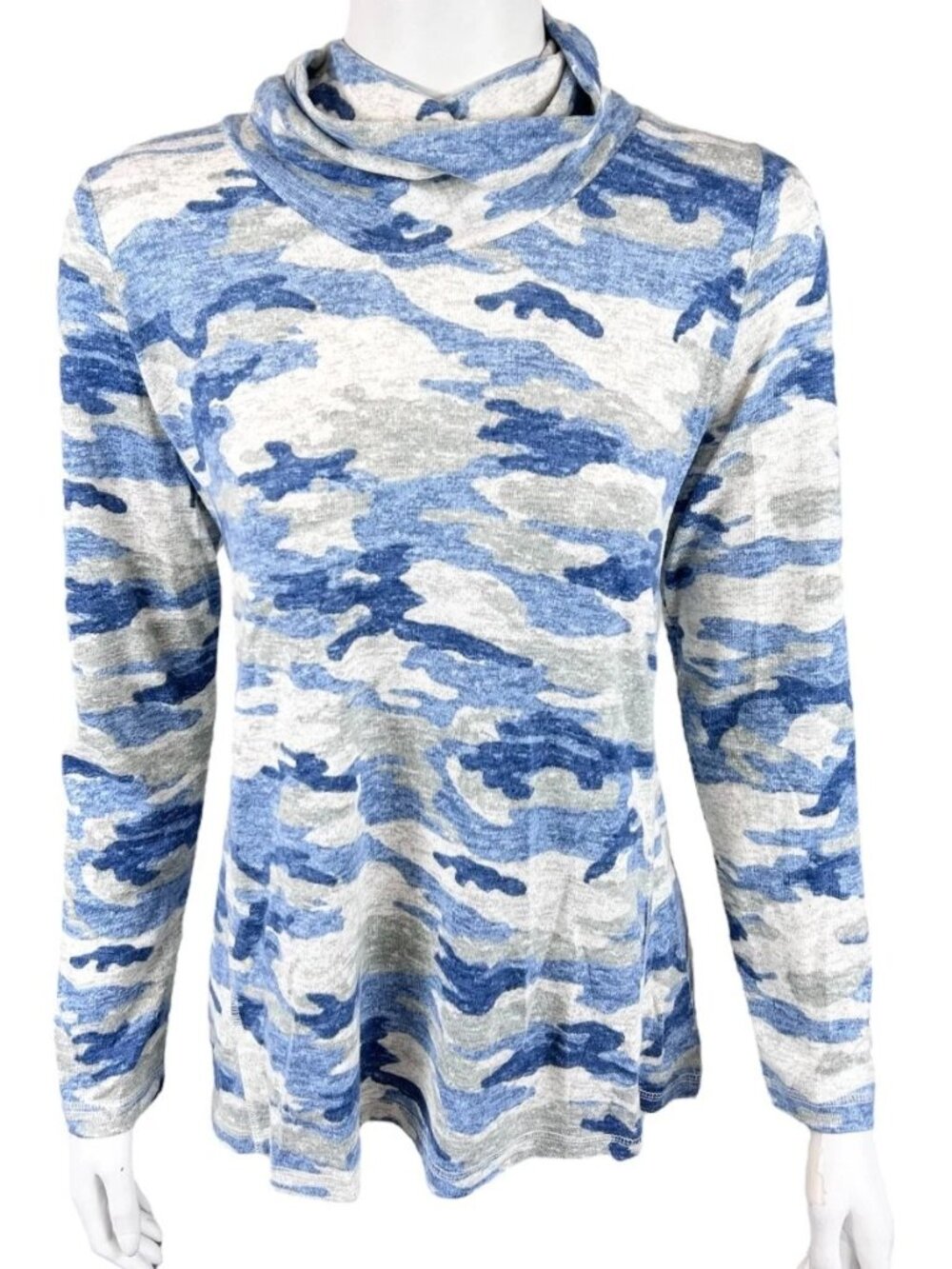Susan Graver Weekender Top Blue Camo 4X New
